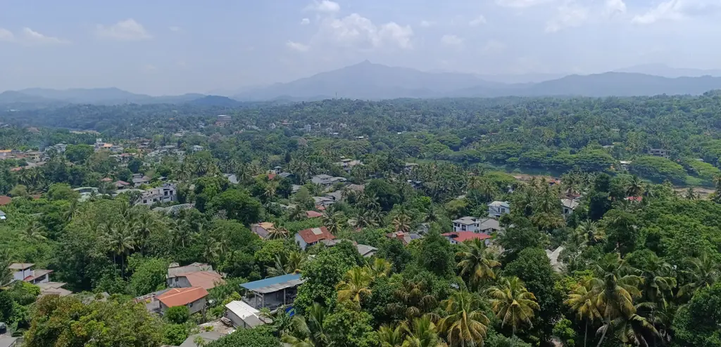 View over the green hills of Kandy towards the Knuckles Mountain Range from Hotel Neits