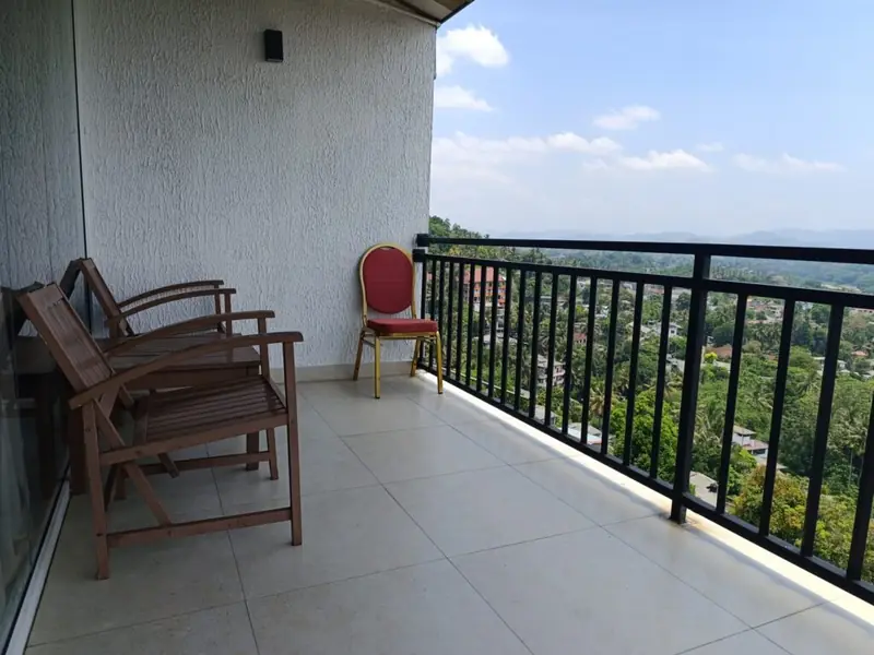 Private balcony of a Suite room looking over Kandy